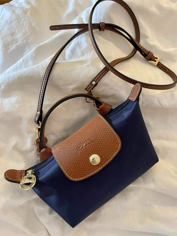 Imported MINI Long Champ Bag Blue